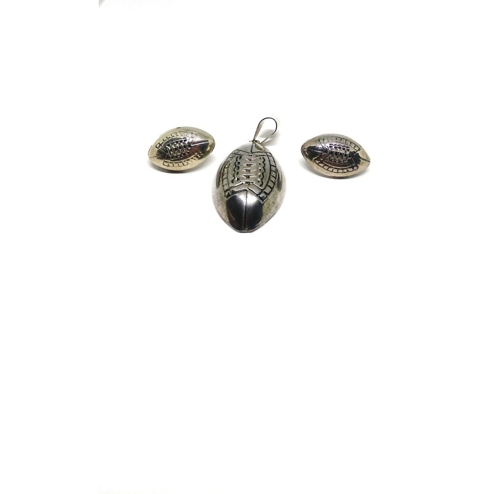 Vintage Football Pendant and Earrings